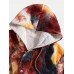 Men Corduroy Tie  dye Hooded Button Pockets Plush Lined Street Hooded Jackets