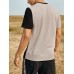 Mens Letter Ethnic Asymmetric Print Short Sleeve O Neck T  Shirts